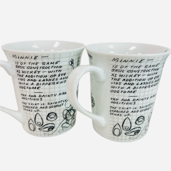 Tracey Porter Coffee Tea Mugs Disney Sketch Book Minnie Mouse Set of 2 - Picture 5 of 9
